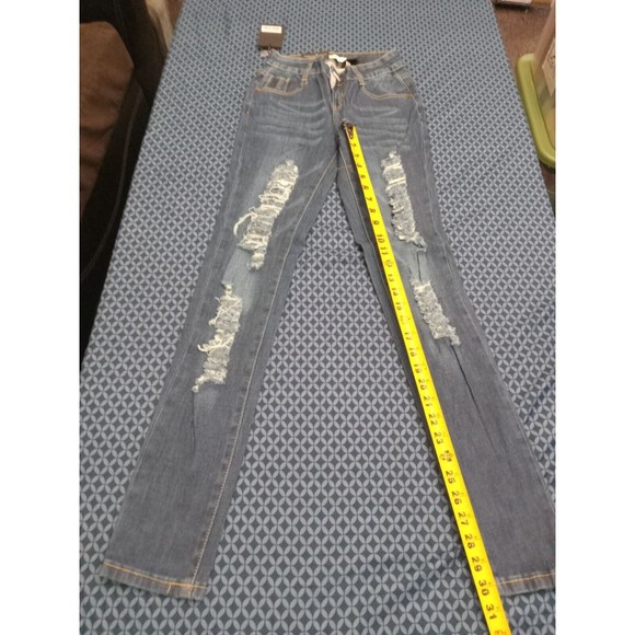 SL JEANS STRETCH DENIM BLUE WAIST 27IN,  H10 SLWG435 SZ 3 ,SKINNY, RIPPED JEANS - Picture 9 of 11